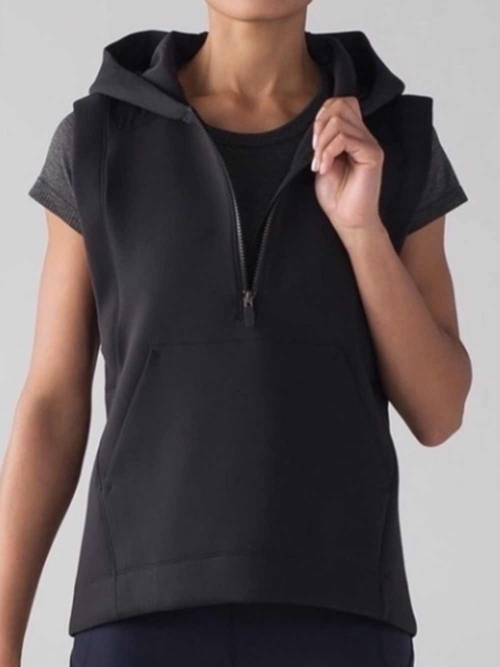 Lululemon Re-Form Hooded Vest Black Half Zip Size 6